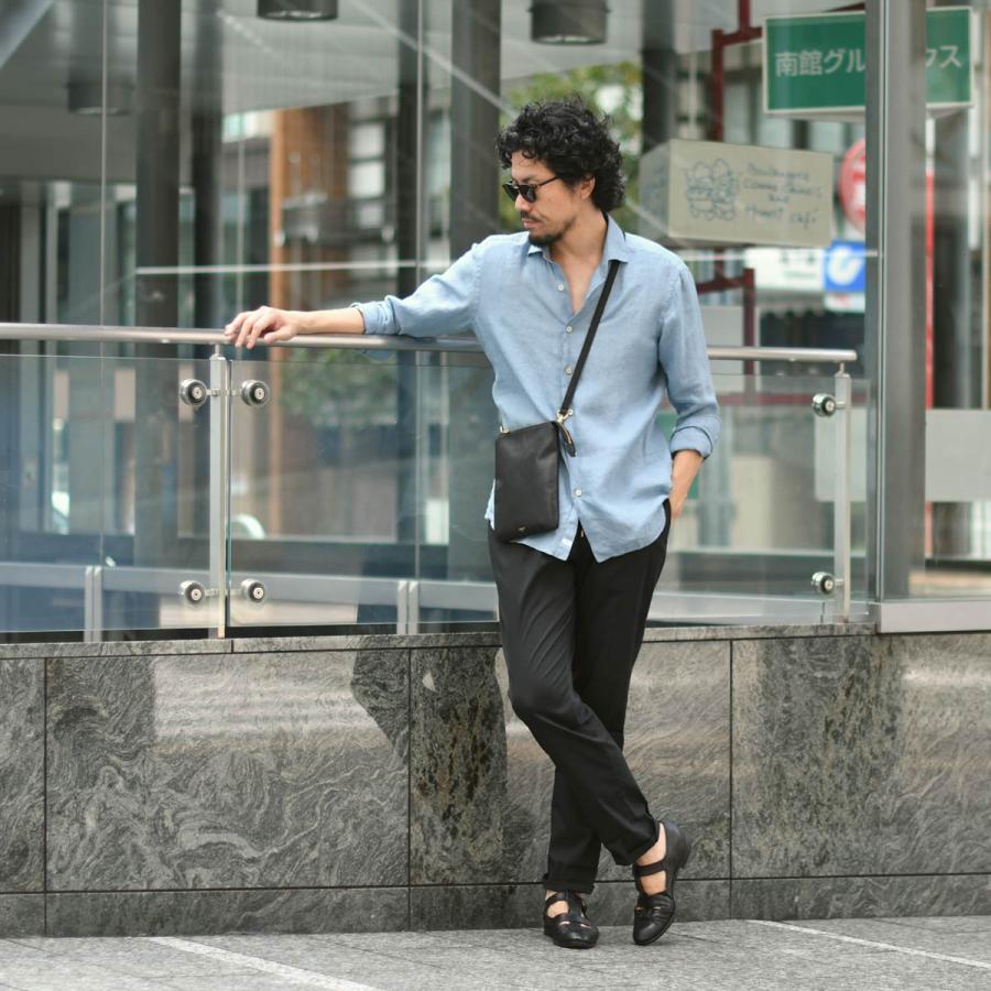 S.MANO【エス マーノ】ジップサコッシュバッグ ZIP SHOULDER SMN020 キップレザー ブラックの画像