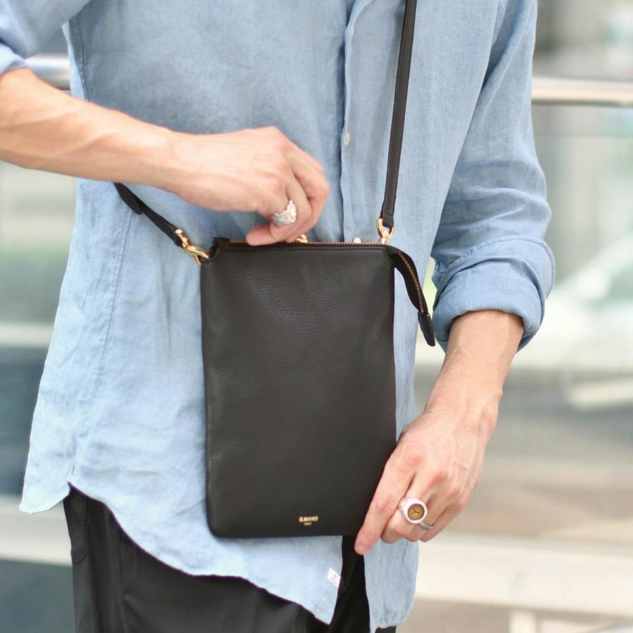 S.MANO【エス マーノ】ジップサコッシュバッグ ZIP SHOULDER SMN020 キップレザー ブラックの画像