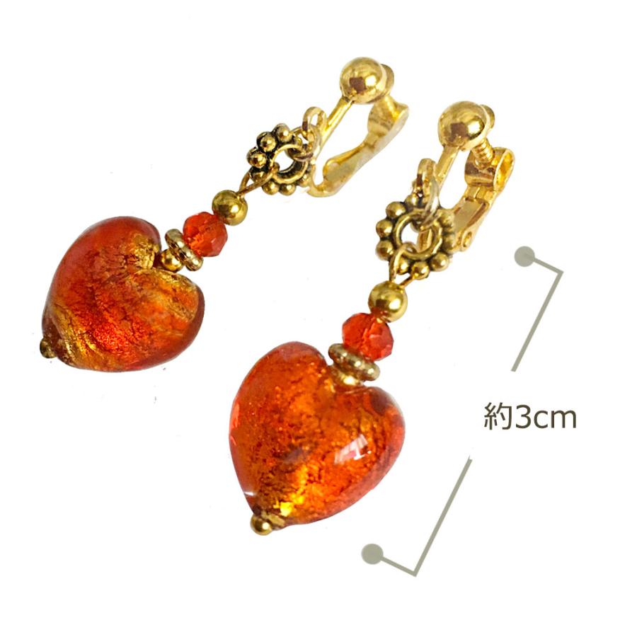 ベネチアングラスイヤリング イタリア製ムラーノガラス ハート