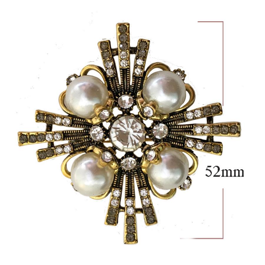 アンティーク クリスタル ビーズ ブローチ