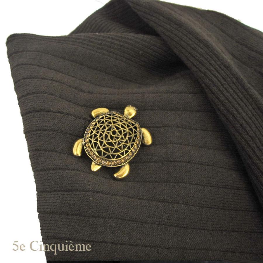 ブローチ アクセサリー 小ぶりなメタルブローチ タートル 亀 大人向け