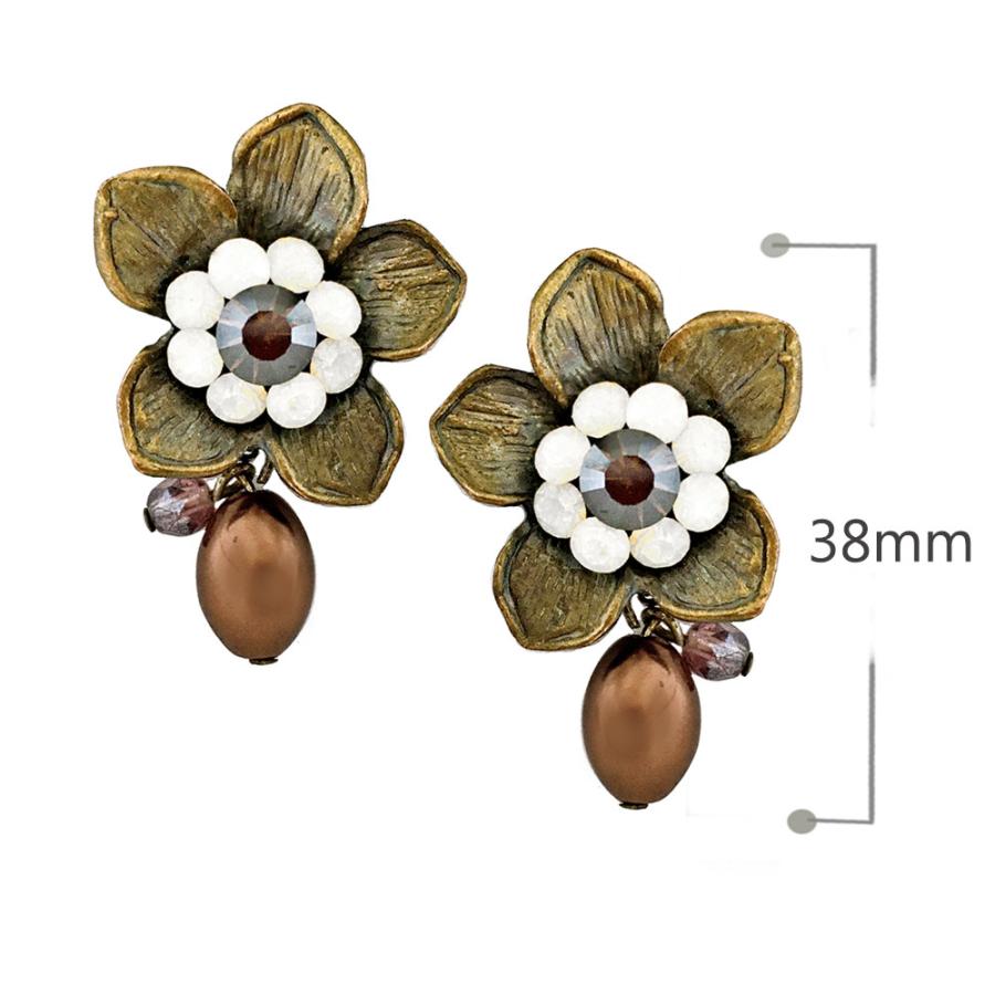 ピアス レディース イタリア製アクセサリー 花モチーフ スワロフスキー 