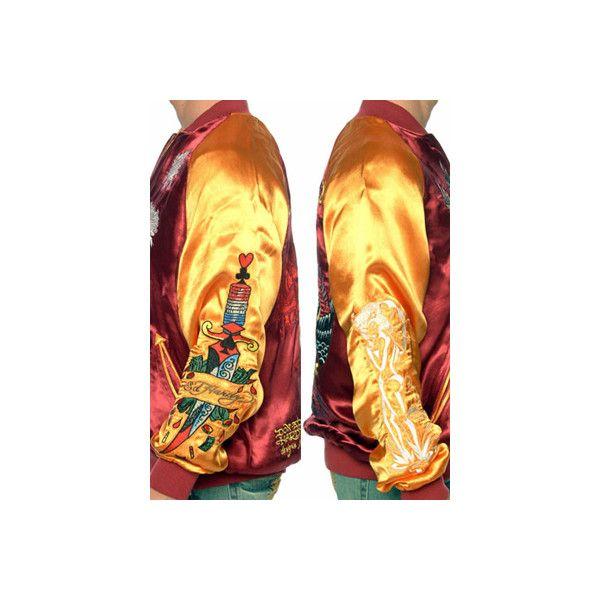 SALE】Ed Hardy Souvenir Jacket Phoenix Burgundy/Gold エド