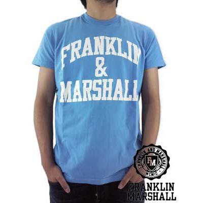 【SALE】Franklin＆Marshall Blue S/S TEE TSMC020 JerseyRoundNeck フランクリンアンドマーシャル S/S Tシャツ ジャージー ラウンド ネック ショート ブルー｜cio