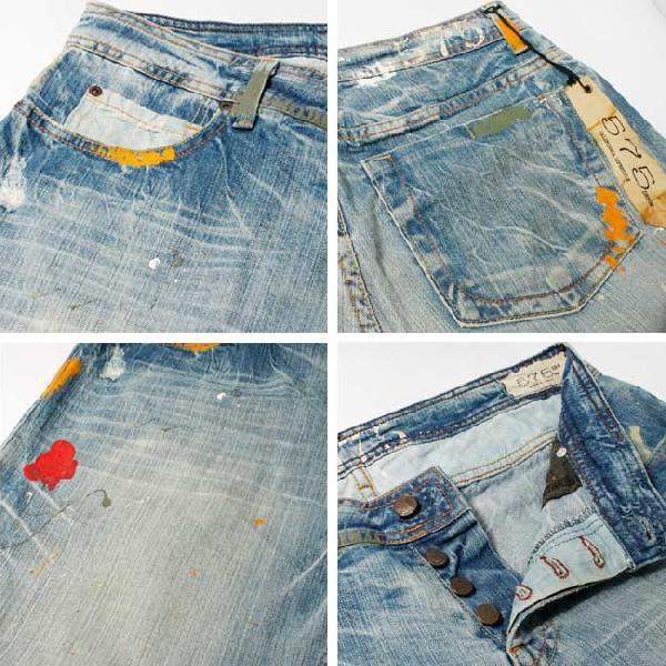 575DENIM PANTS BLUE WASH PAINT ファイブセブンティファイブデニム パンツ ブルーウォッシュ ペイント