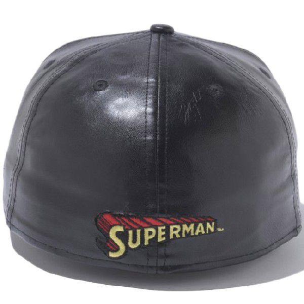 スーパーマン×ニューエラ 5950キャップ スーパーマンロゴ ブラックレザー ブラック レッド SUPERMAN×New Era 59FIFTY Cap Superman Logo Black Leather Black｜cio｜02