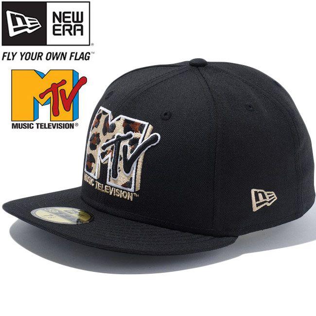 エムティーヴィー×ニューエラ 5950キャップ マルチロゴ ブラック ベージュ Mtv×New Era 59Fifty Cap Multi Logo Black Beige｜cio