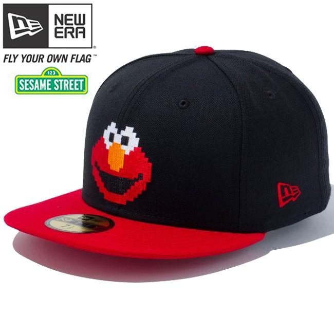 半額品 セサミストリート ニューエラ 5950キャップ マルチロゴ エルモ スカーレット ブラック Sesame Street New Era 59fifty Cap Multi Logo Elmo Scarlet Black 新品 新入荷 N 帽子キャップ コラボ キャラクター セサミストリート キュート 定番
