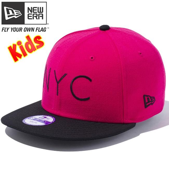 ニューエラ 950 スナップバック キッズ キャップ ニューヨークシティロゴ ブライトローズ ブラック New Era 9FIFTY Snap Back Kids Cap New York City Logo｜cio