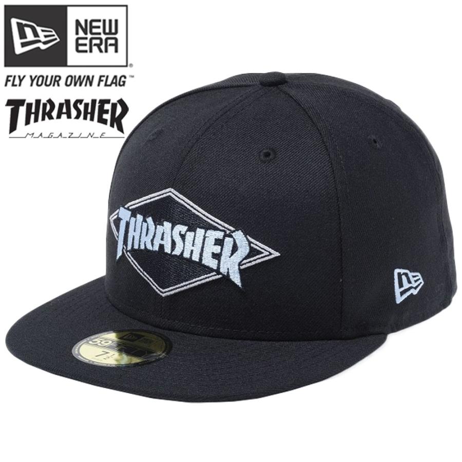 スラッシャー×ニューエラ 5950 マルチロゴ レトロ ブラック スカイブルー クラウド スカイブルー Thrasher×New Era 59FIFTY Multi Logo Retro Black Sky Blue｜cio｜02