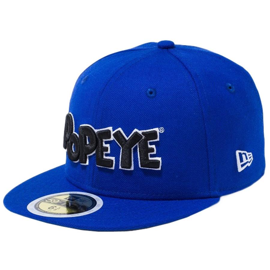 ポパイ×ニューエラ 5950キッズキャップ ブラックロゴ ブライトロイヤル ブラック スノーホワイト Popeye×New Era 59FIFTY Kids Cap Black Logo Bright Royal｜cio