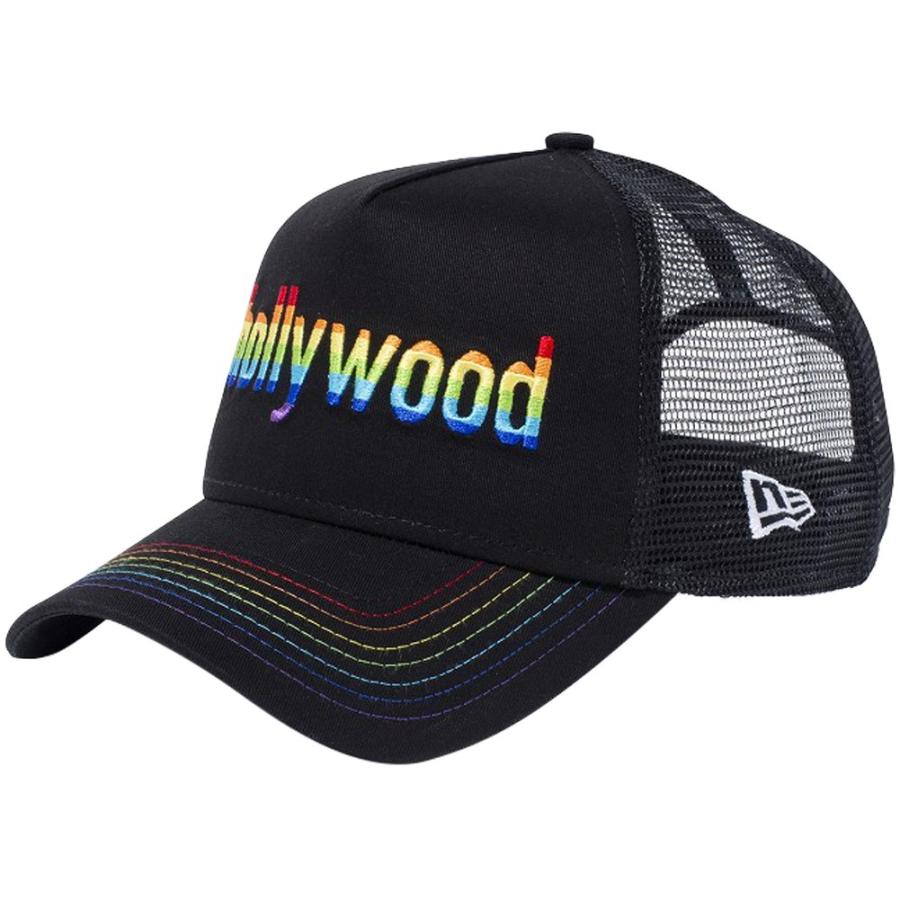 ニューエラ 940キャップ エーフレームトラッカー ハリウッドレインボー ブラック ブラックメッシュ New Era 9FORTY Cap A-Frame Trucker Hollywood Rainbow｜cio