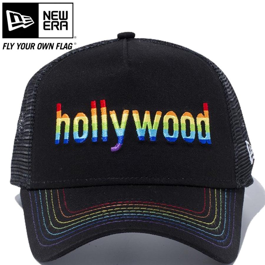 ニューエラ 940キャップ エーフレームトラッカー ハリウッドレインボー ブラック ブラックメッシュ New Era 9FORTY Cap A-Frame Trucker Hollywood Rainbow｜cio｜02