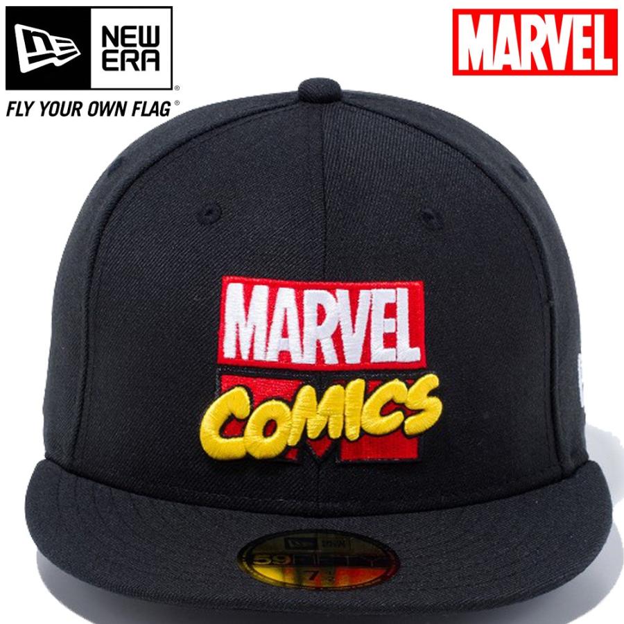 マーベル×ニューエラ 5950キャップ マルチロゴ マーベル・コミックロゴ ブラック ホワイト MARVEL×New Era 59FIFTY Cap Multi Logo MARVEL COMICS｜cio｜02