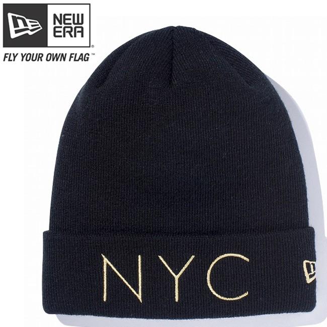 ニューエラ ニットキャップ ベーシックカフニット ニューヨークシティ ブラック メタリックゴールド New Era Knit Cap Basic Cuff New York City Black Gold｜cio