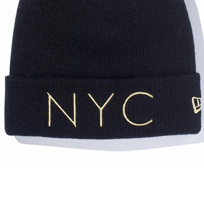 ニューエラ ニットキャップ ベーシックカフニット ニューヨークシティ ブラック メタリックゴールド New Era Knit Cap Basic Cuff New York City Black Gold｜cio｜02