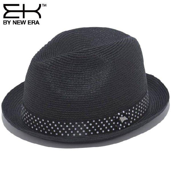 イーケーバイニューエラ ハット ザ フェドーラ ペーパーロープ ドットサテンバンド ブラック ホワイト EK by New Era Hat Fedora Paper Rope Dot Band Black｜cio