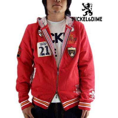 SALE】NICKEL＆DIME GUIBBINO CON CAPPUCCIO C ZIP FELPA Red ニッケル 