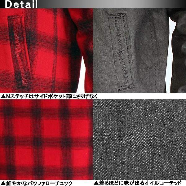 ヌーディージーンズ ジャケット カレ バッファローチェック レッド 