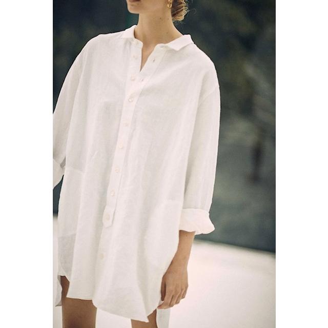 SEA(シー) LINEN SHIRT DRESS リネンシャツ ドレス (110723113) MILK ミルク 1107231131
