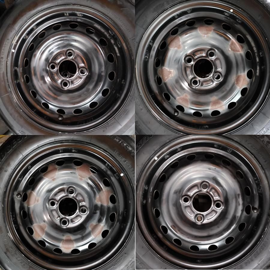 ◆本州・四国は送料無料◆ ＜ノーマル ＆ ホイール 4本＞ 165/70R14 ブリヂストン 14X5.5J 日産 マーチ 純正 4H -100 マーチ ノートの画像