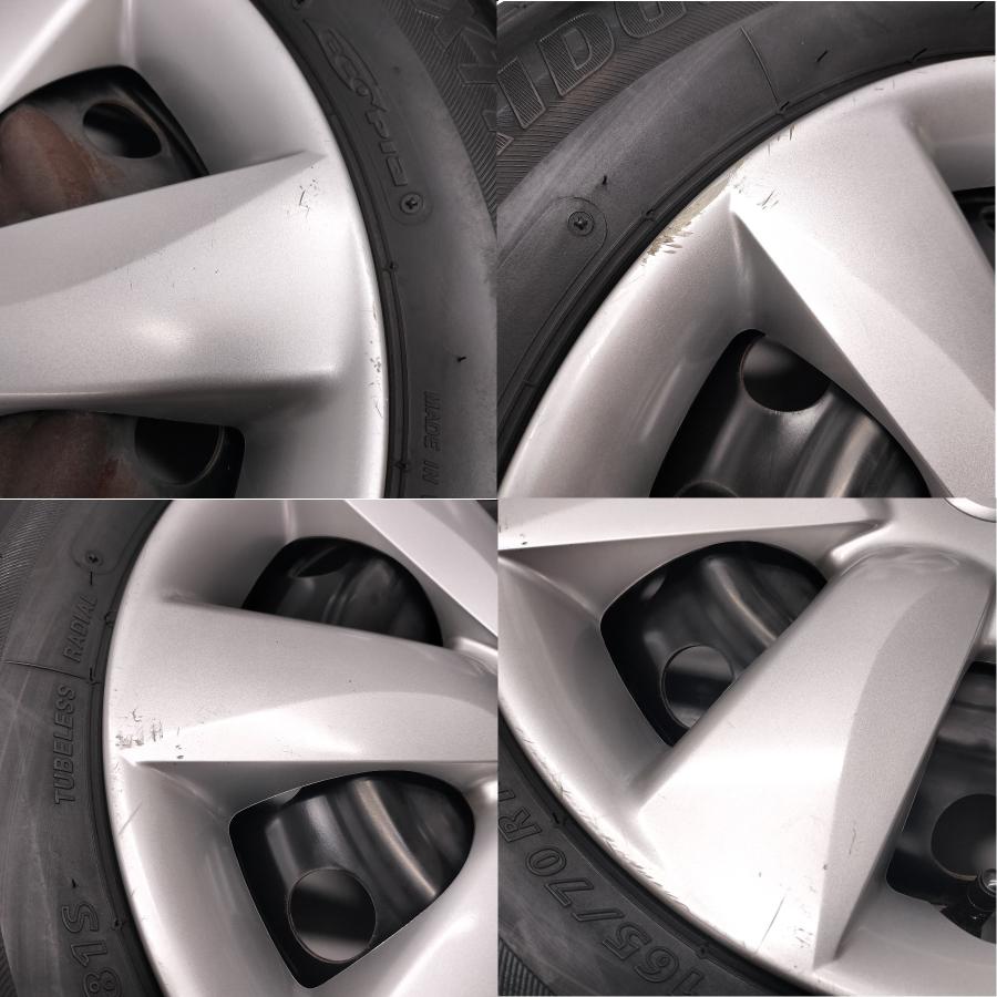 ◆本州・四国は送料無料◆ ＜ノーマル ＆ ホイール 4本＞ 165/70R14 ブリヂストン 14X5.5J 日産 マーチ 純正 4H -100 マーチ ノートの画像