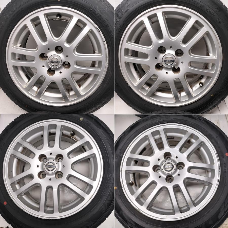 ◆本州・四国は送料無料◆ ＜ノーマル X ホイール 4本＞ 175/65R15 ダンロップ 15X6J 日産 オプション 純正 4H -100 ノート マーチの画像