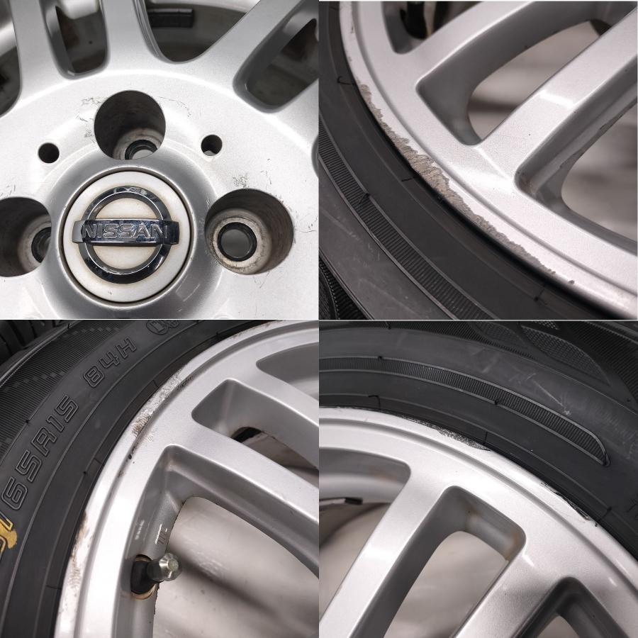◆本州・四国は送料無料◆ ＜ノーマル X ホイール 4本＞ 175/65R15 ダンロップ 15X6J 日産 オプション 純正 4H -100 ノート マーチの画像
