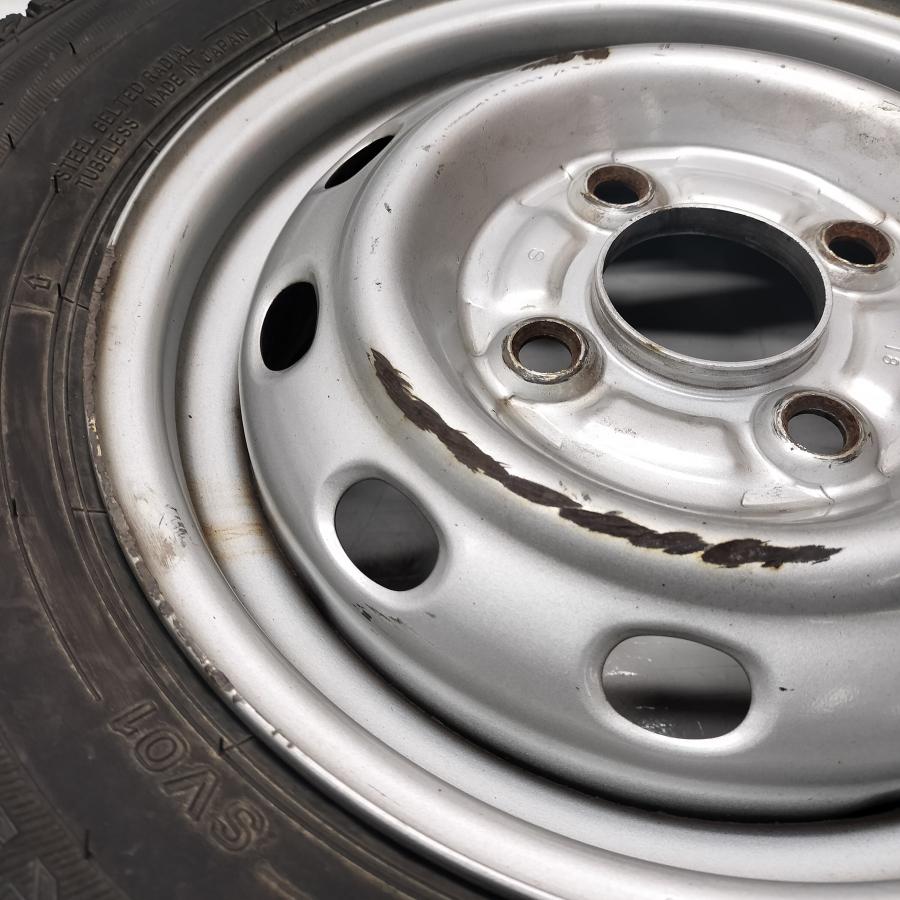 ◆本州・四国は送料無料◆ ＜スタッドレス \u0026 ホイール 4本＞ 145/80R12 LT ダンロップ 12x4.00B スバル 純正 4H -100 サンバー等に！の画像