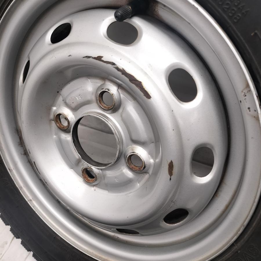 ◆本州・四国は送料無料◆ ＜スタッドレス \u0026 ホイール 4本＞ 145/80R12 LT ダンロップ 12x4.00B スバル 純正 4H -100 サンバー等に！の画像