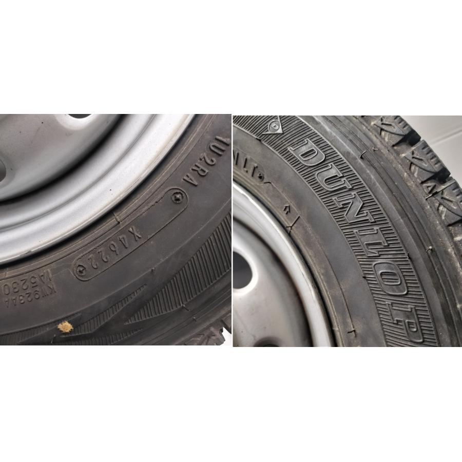 ◆本州・四国は送料無料◆ ＜スタッドレス \u0026 ホイール 4本＞ 145/80R12 LT ダンロップ 12x4.00B スバル 純正 4H -100 サンバー等に！の画像