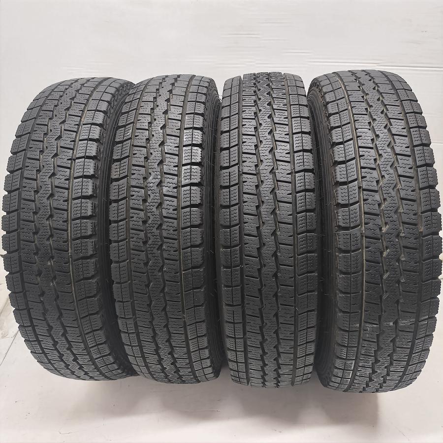◆本州・四国は送料無料◆ ＜スタッドレス \u0026 ホイール 4本＞ 145/80R12 LT ダンロップ 12x4.00B スバル 純正 4H -100 サンバー等に！の画像