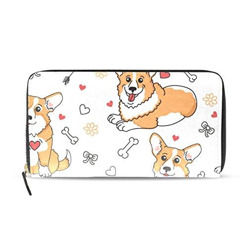 Aomoki 財布 レディース 長財布 大容量 犬 犬柄 動物 アニメ キャラクター コギ かわいい犬 ラウンドファスナー Puレザー 幅2 Circleislandyahoo 店 通販 Yahoo ショッピング