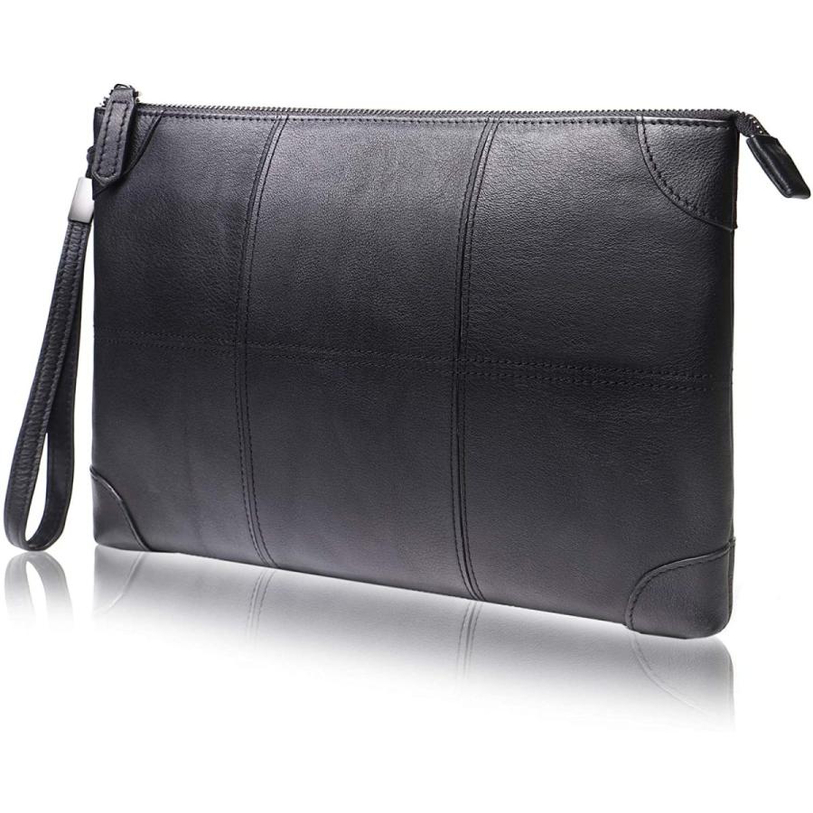 Duvialno クラッチバッグ セカンドバッグ メンズ メンズ 本革 その他野球バッグ ケース レザー スクエアステッチ ブラック 結婚式 野球用バッグ ケース Circle Mart