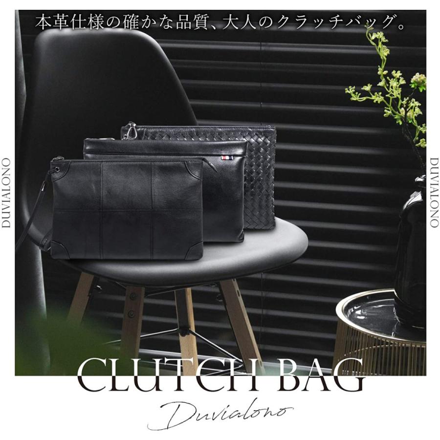 世界有名な Duvialno クラッチバッグ セカンドバッグ スクエアステッチ ブラック 結婚式 レザー 本革 メンズ その他野球バッグ ケース Genio Co Il