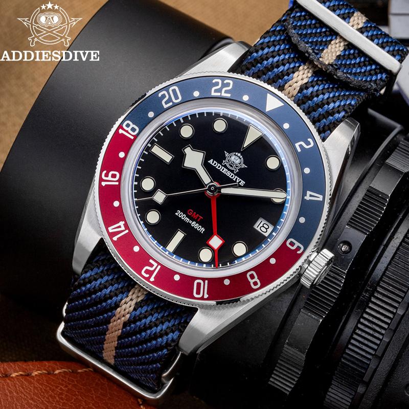 ADDIESDIVE 腕時計 GMTクォーツ 39mm Amazon | ADDIESDIVE GMT メンズ アナログ腕時計 39mm クォーツ