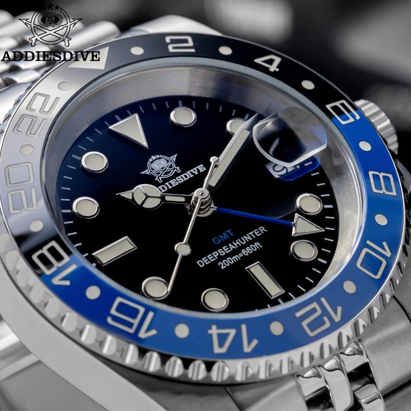 ADDIESDIVE 腕時計 GMTクォーツ 39mm ADDIESDIVE GMT Watches Men's Luxury Quartz Watch 39MM