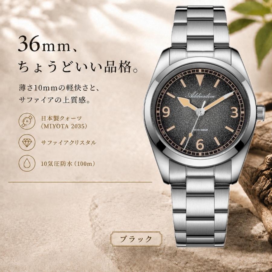 腕時計 メンズ クォーツ MIYOTA 2035 10気圧防水 サファイア 砂目調