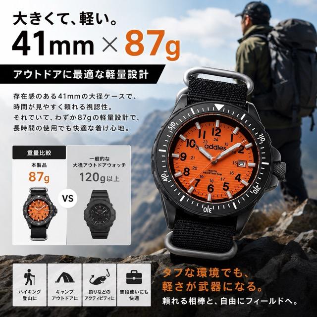 腕時計 メンズ ダイバーズウォッチ 100m防水 ミリタリーウォッチ クォーツ ナイロンベルト 日付表示 ADDIESDIVE MY-059 |  | 09