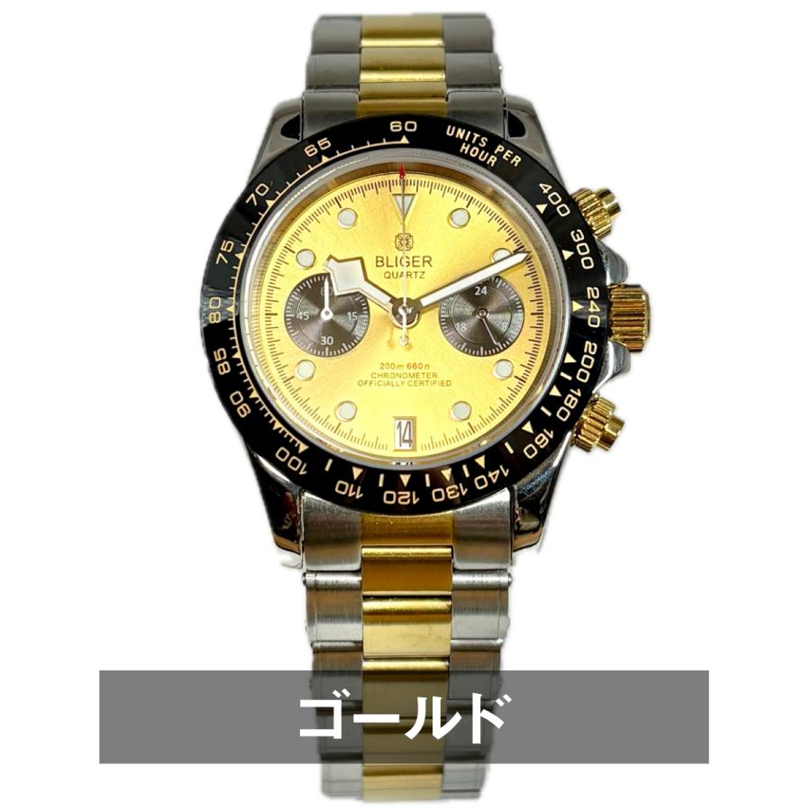 腕時計 メンズ 40代 50代 クロノグラフ メカニカルクォーツ メカクォーツ クォーツ カレンダー パンダ 2針 BLIGER |  | 01