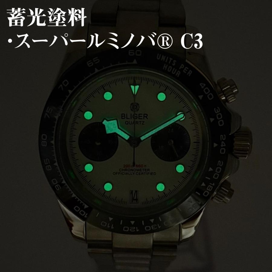 腕時計 メンズ 40代 50代 クロノグラフ メカニカルクォーツ メカクォーツ クォーツ カレンダー パンダ 2針 BLIGER |  | 10