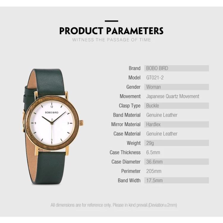 腕時計 レディース 木製腕時計 ウッドウォッチ 30代 40代 50代 クォーツ 革ベルト ボボバード BOBO BIRD GT021 | BOBO BIRD | 18