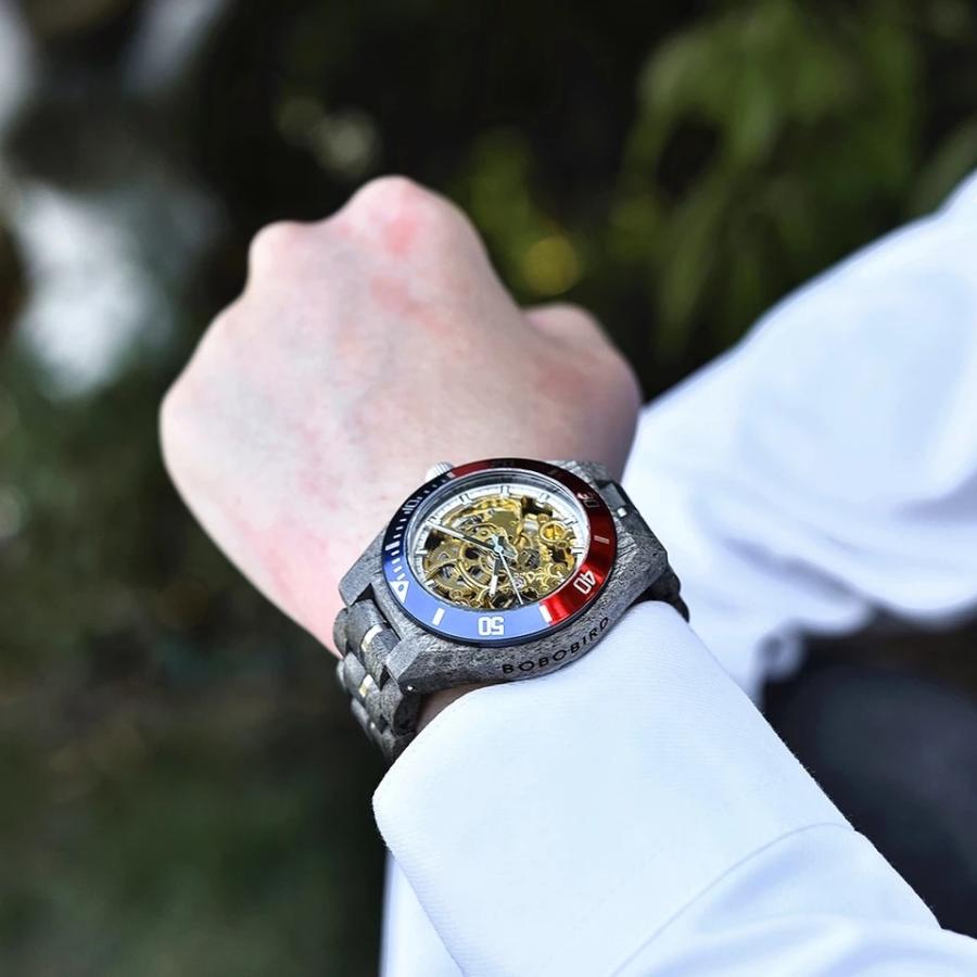 BOBO BIRD 木製腕時計 ウッドウォッチ メンズ 40代 50代 機械式 自動巻 
