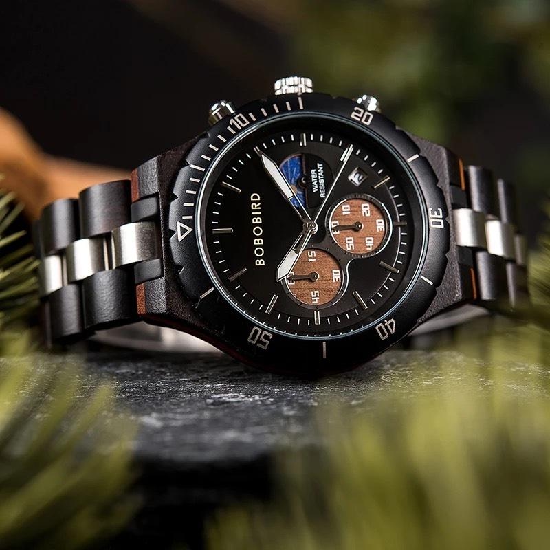 ぼのぼのwatch BOBO BIRD 木製腕時計 ウッドウォッチ メンズ 40代 クロノグラフ