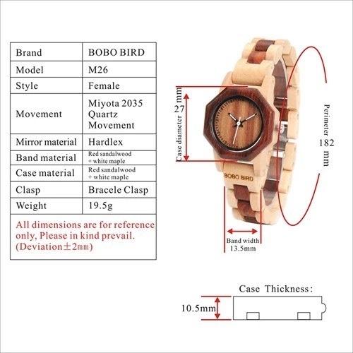 木製腕時計 ウッドウォッチ レディース 20代 30代 八角形 風水 クォーツ 金属アレルギー ボボバード BOBO BIRD M26 | BOBO BIRD | 17
