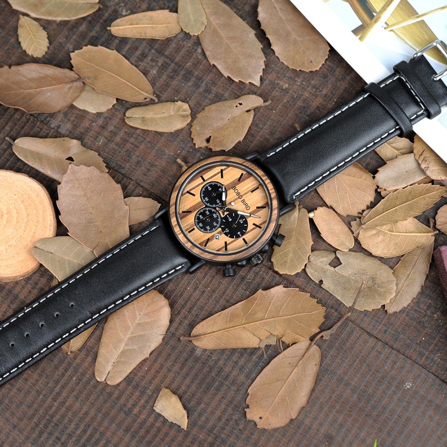 腕時計 メンズ 40代 50代 ボボバード BOBO BIRD 木製腕時計 ウッドウォッチ クロノグラフ クォーツ 日付 P09 | BOBO BIRD | 13