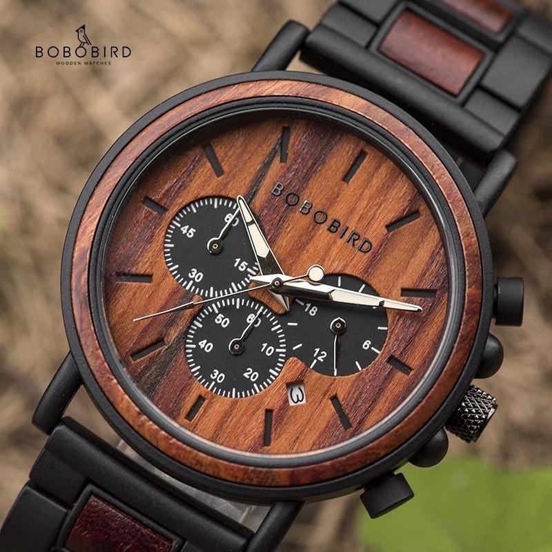 腕時計 メンズ 40代 50代 ボボバード BOBO BIRD 木製腕時計 ウッドウォッチ クロノグラフ クォーツ 日付 P09 | BOBO BIRD | 09