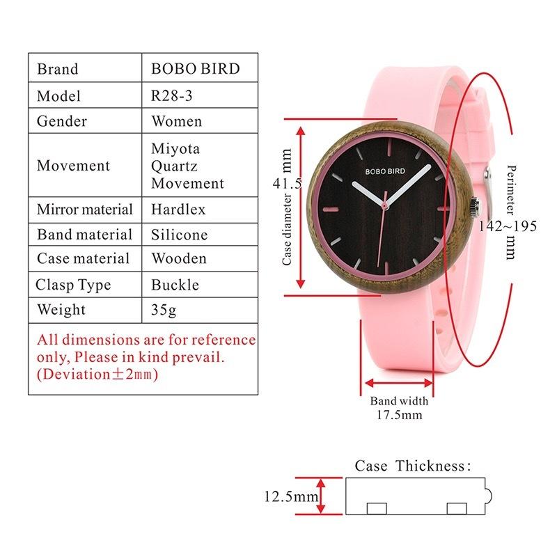腕時計 レディース 文字盤大きい ボボバード BOBO BIRD 木製 ウッドウォッチ クォーツ シリコンバンド R28 | BOBO BIRD | 19