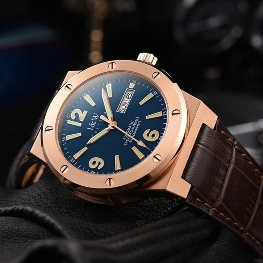 自動巻き腕時計 メンズ 40代 50代 デイデイト 機械式 手巻き ブロンズ