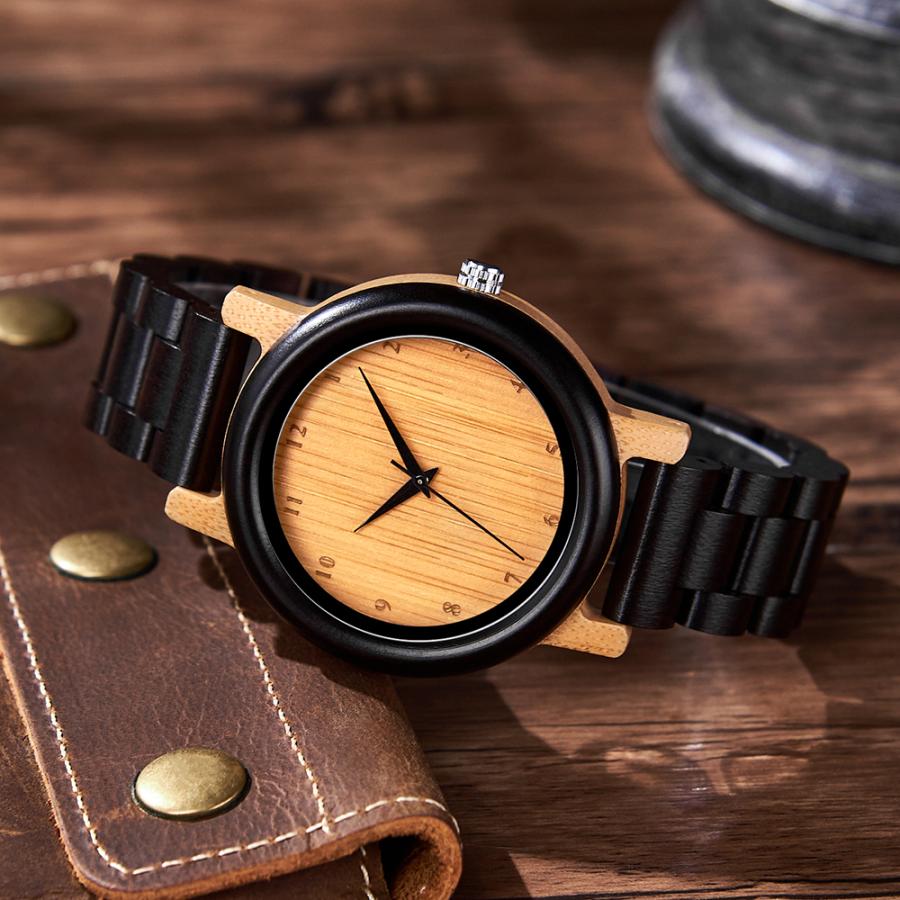 ペアウォッチ カップル 夫婦 木製腕時計 ウッドウォッチ 竹 バンブー 金属アレルギー プレゼント ギフト シルクロ |  | 07